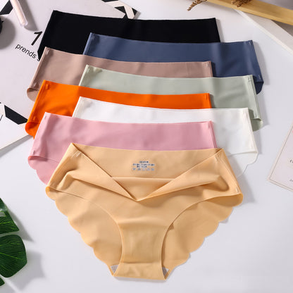 8PC colors random women's seamless ice silk panties soft thin light briefs ladies cotton crotch lingerie comfy invisible briefs girls quick drying underwear