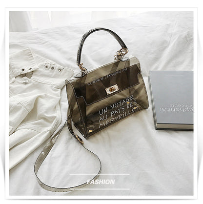 Women's candy color bag transparent bag 2024 letter jelly bag portable female bag shoulder diagonal bag