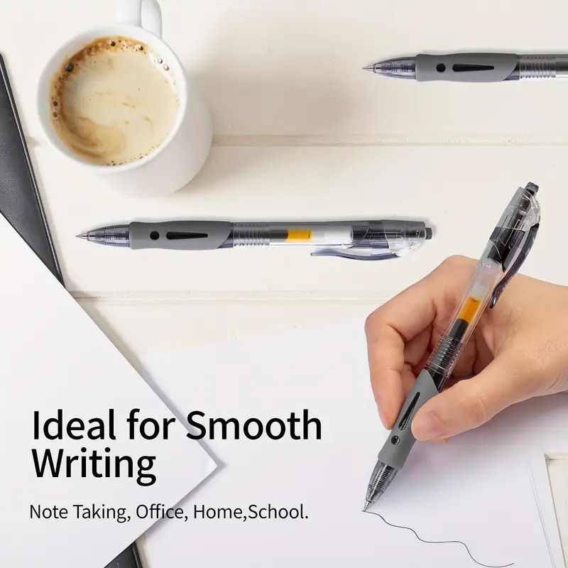 12Pcs/Box Retractable Gel Ink Roller Ball Pens, Bold Point Black Exam Specific For School, Office And Home Use，0.5mm Black Neutral Gel Pens,