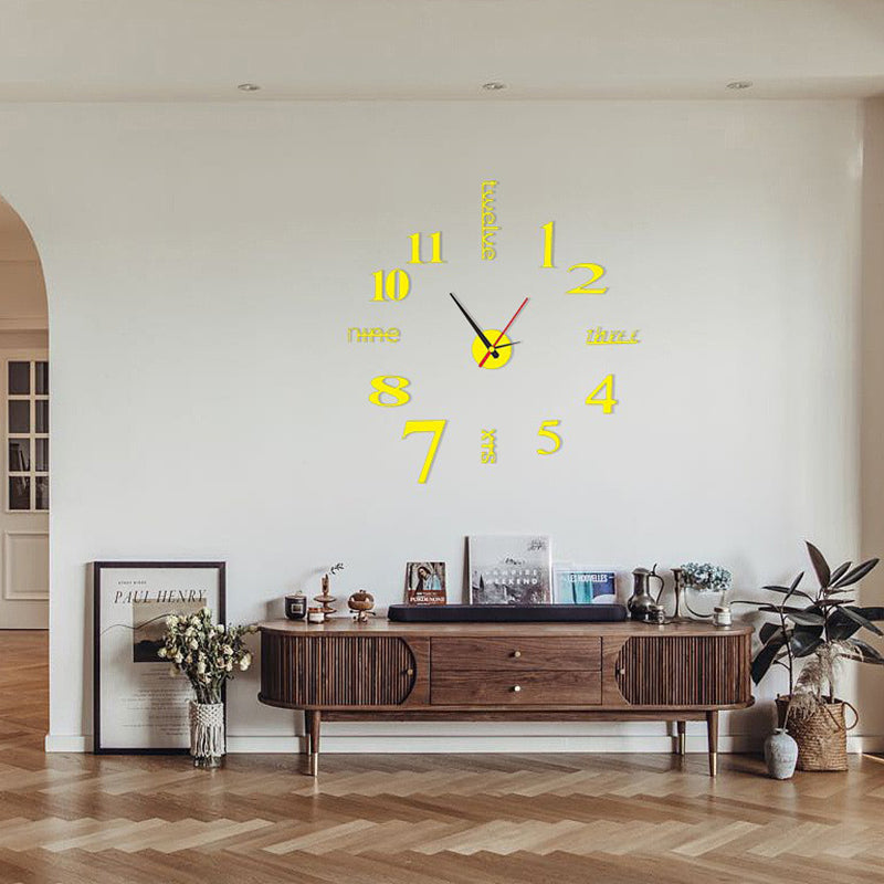 Wall Clock Living Room DIY 3D Home Decoration Mirror Art Design, DIY Wall Clock 3D Mirror Surface Sticker Home Office Decor Clock