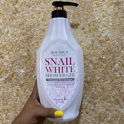 2 Packs Roushun Snail White Shower Gel -1380ml X 2 Body Fast Whitenng Shower Gel Deeply Cleanses Rich and Creamy blend Softer Skin After Wash Roushun Snail White Shower Gel 1380ml X 2