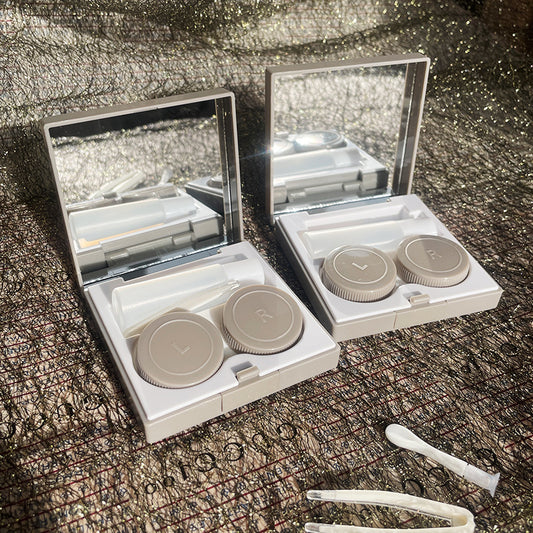 Contact Lenses Box With Mirror Travel Container Kit Cold Solid Color Mini Contact Lens Case Pocket Portable Easy Carry Make Up Beauty Pupil Storage