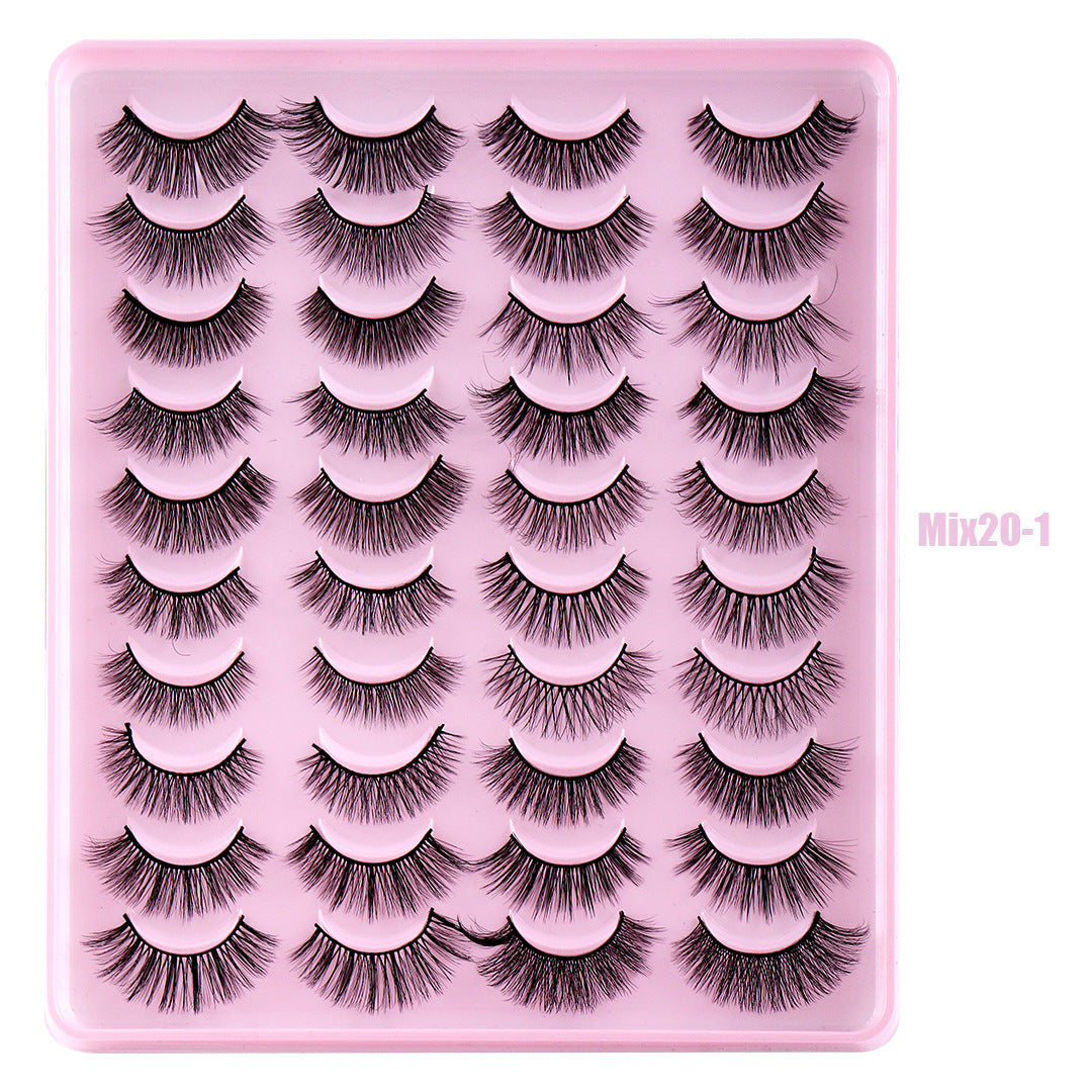 20 pairs faux mink lashes of mixed natural thick false eyelashes artificial fiber eyelashes messy slim eyelashes 30 effect natural false eyelashes