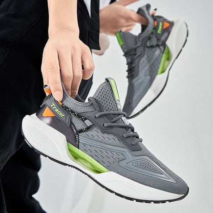 Men's shoes mesh sneakers casual shoes boy's sports shoes flying wove athletic shoes Daddy's driving shoes Student's running shoes grey