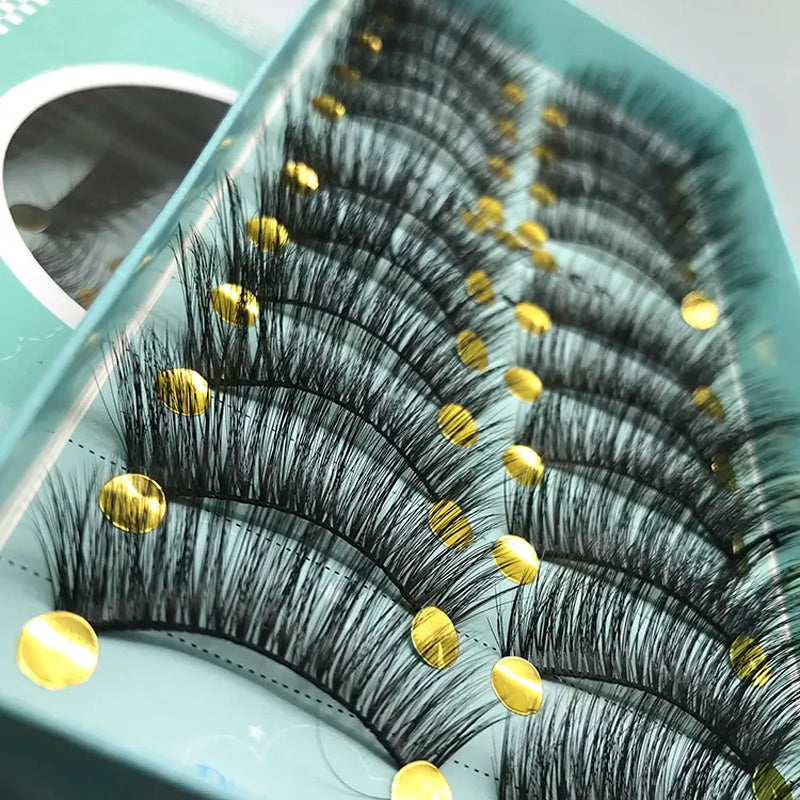 10 Pairs Faux 3D Mink Lashes Natural False Eyelashes Long Lasting Extension beautiful eyes Dramatic Fluffy Soft Wispy Volume Cross Reusable Eyelash Makeup Beauty Tools