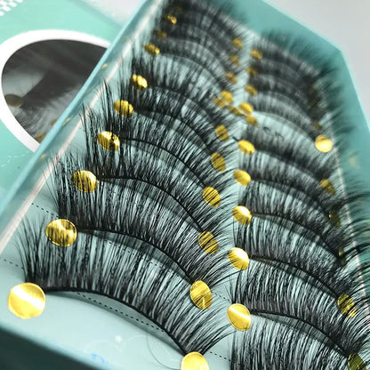 10 Pairs Faux 3D Mink Lashes Natural False Eyelashes Long Lasting Extension beautiful eyes Dramatic Fluffy Soft Wispy Volume Cross Reusable Eyelash Makeup Beauty Tools