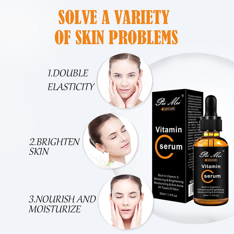 Vitamin C Facial Serum Brighten Skin Lighten Spots Hyaluronic Acid Face Essence Skin Care Products 30ml