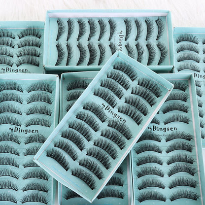10 Pairs Faux 3D Mink Lashes Natural False Eyelashes Long Lasting Extension beautiful eyes Dramatic Fluffy Soft Wispy Volume Cross Reusable Eyelash Makeup Beauty Tools