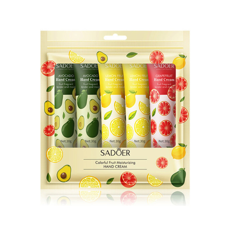 SADOER Hand Cream 5 PCS/Set Fruit Moisturizing Hand Cream Nourish Hand Care Hand Lotion Moisturize Stratum Corneum Hands Hydration Moisturizing Skin Care Creams for Dry Cracked Hands