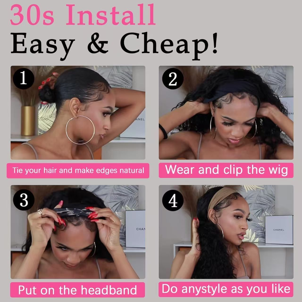 New Headband Wig Body Wave Wig 26Inch Hair Wigs Women Brazilian Ready To Wear Wig Curly Hair Wig