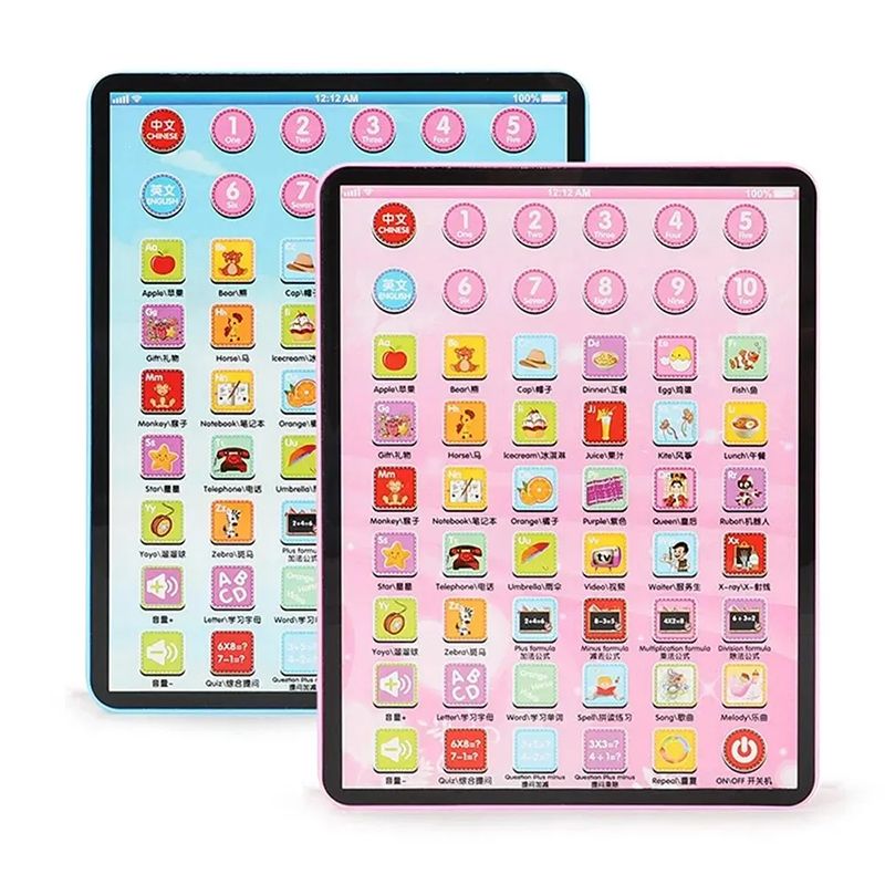 Kids Early Learning Education Touch Screen Mini iPad Learning Tablet Chinese English Machine Electronic Touch Pad Funny Interactive Learning Study Toy Laptop Kids Educational Toys Gift For Boys Girls