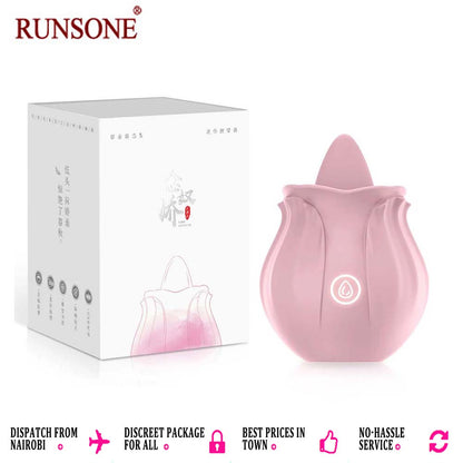 Rose Tongue Licking Vibrator Sex Toy Clitoral Sucker Clit Nipples Anal Stimulator Compact Adult Foreplay Solo Play Game Masturbation Gift for Women Ladies Couples