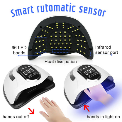 SUN X10 Max 280W Nail Dryers LED UV Light Blueque Nail Lamp Fast Drying Gel Nail Polish Dryer 66LEDS Home Use Ice Lamp With Auto Sensor For Manicure Salon