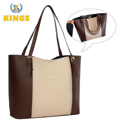 Ladies Shoulder Bag Women Handbags Tote Bag Large Capacity Color-Block PU Bag
