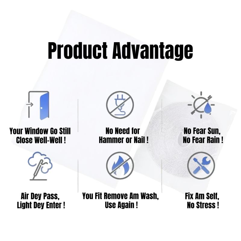 Stick-and-Go Mosquito Net Easy-Stick Window Mosquito Net DIY Insect Window Screen Magic Self-Adhesive Easy Install No Drill Wall Keep Insects Tear Resistant Reusable Adjustable Mesh Fly Screen 1.5m*2m