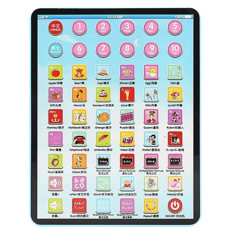 Kids Early Learning Education Touch Screen Mini iPad Learning Tablet Chinese English Machine Electronic Touch Pad Funny Interactive Learning Study Toy Laptop Kids Educational Toys Gift For Boys Girls