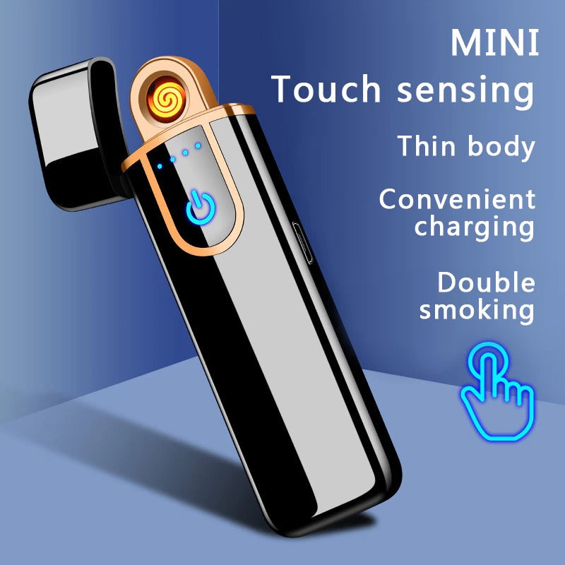 Fingerprint Touch Sensor Charging Lighter Compact and Convenient Cigarette Lighter Smart Sensor USB Charging Lighters for Men Gift