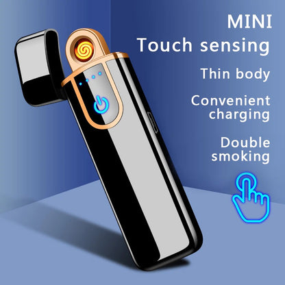 Fingerprint Touch Sensor Charging Lighter Compact and Convenient Cigarette Lighter Smart Sensor USB Charging Lighters for Men Gift
