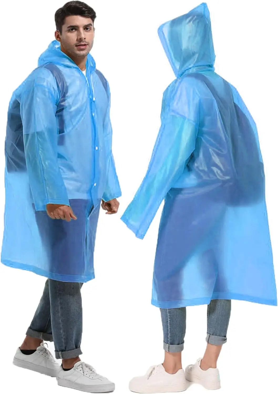 Disposable Adults Reusable Raincoats,Waterproof Rain Ponchos,Adults-Reusable Emergency Raincoats with Hoodand Drawstring