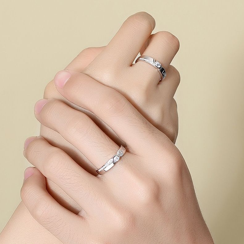 Rings 2PCS Couple rings set for men and women ladies adjustable rings jewelry rings wedding in jewellery adjustable rings Diamond style Fashionable exquisite