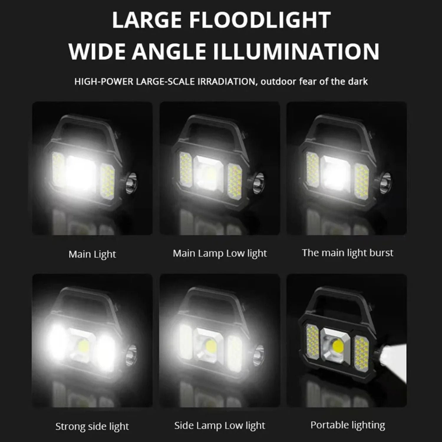 Solar Rechargeable Flashlight Zoomable Waterproof COB LED Torch Brightly Light Portable Powerful Lantern for Camping