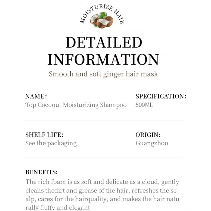 SADOER Coconut Oil Shampoo For Dry And Damaged Hair Nourishing, Moisturizing Soothing, Amino Acids Anti-dandruff Frizz-Smooth Hair Growth Anti-Alop Shampoo Hair Care