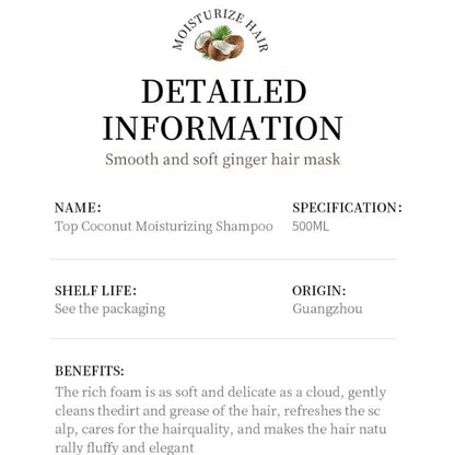 SADOER Coconut Oil Shampoo For Dry And Damaged Hair Nourishing, Moisturizing Soothing, Amino Acids Anti-dandruff Frizz-Smooth Hair Growth Anti-Alop Shampoo Hair Care