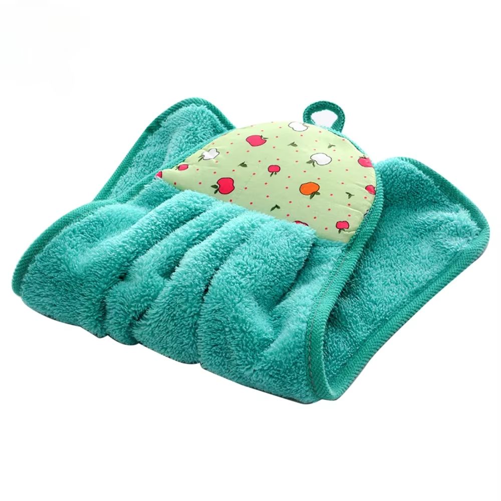 Coral Velvet Bathroom Supplies Soft Hanging Hand Towel Thickened Absorbent Cloth Dishcloths Hanging Cloth Kitchen Cleaning Towel
