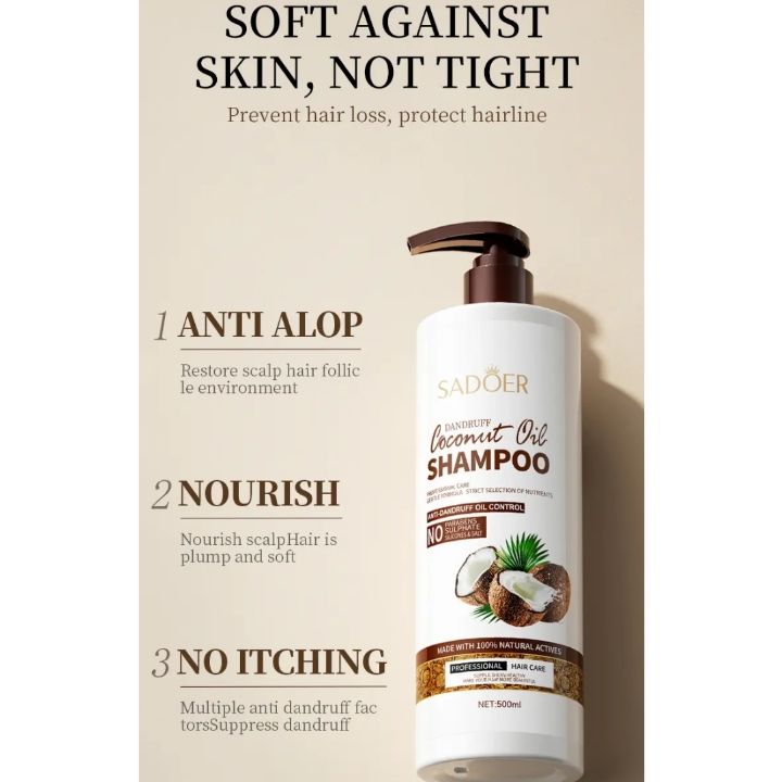 SADOER Coconut Oil Shampoo For Dry And Damaged Hair Nourishing, Moisturizing Soothing, Amino Acids Anti-dandruff Frizz-Smooth Hair Growth Anti-Alop Shampoo Hair Care