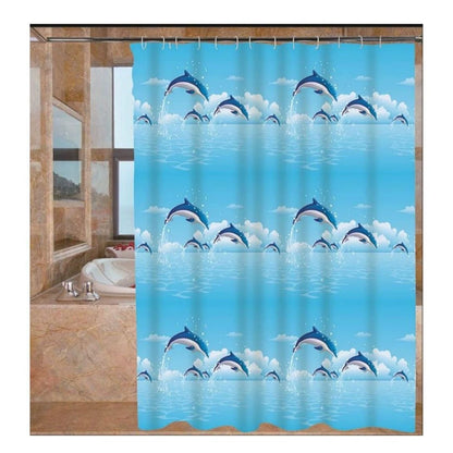 1PCS Dolphin Shower Curtain Shower Curtains Blue Ocean Wildlife Theme Bathrooms Shower Curtains Waterproof