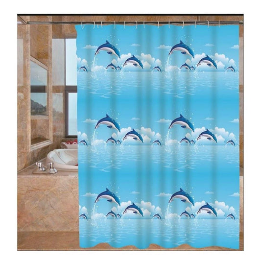 1PCS Dolphin Shower Curtain Shower Curtains Blue Ocean Wildlife Theme Bathrooms Shower Curtains Waterproof