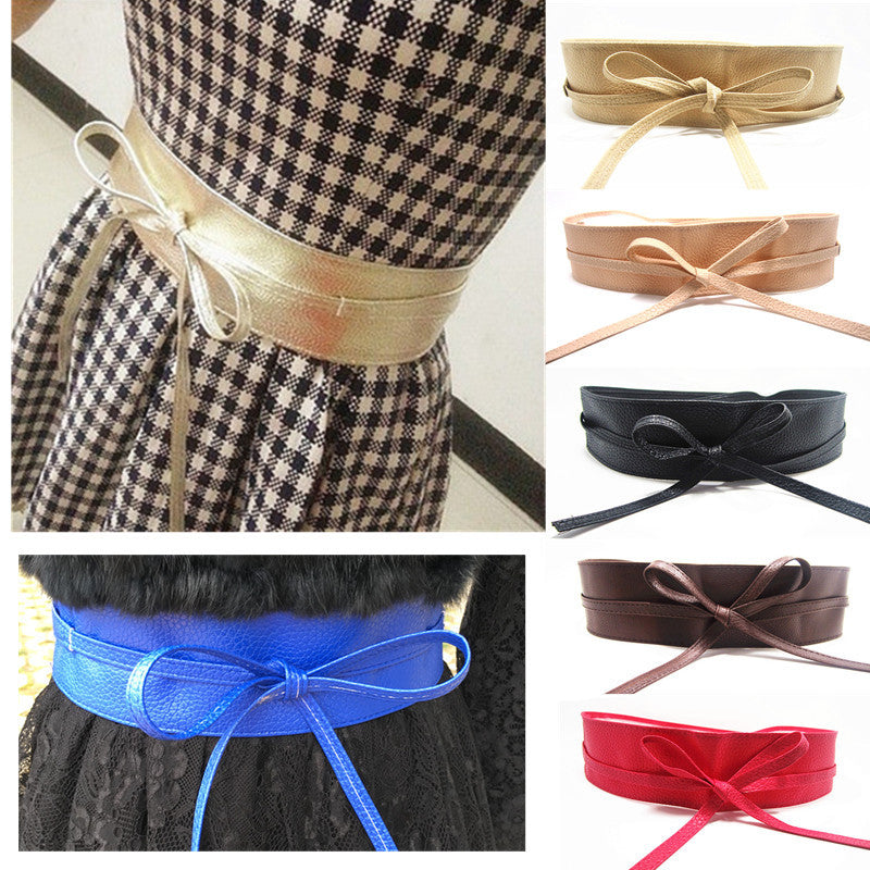 New decorative wide belt Women's simple and versatile wide waistband clothing accessories Belt bow tie matching skirt