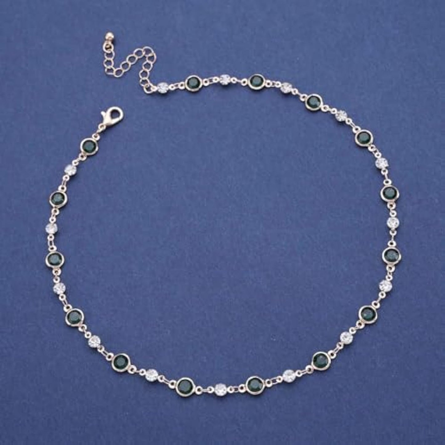 ZHJH Chain Women's Necklace Inlaid With Diamonds Bohemian Green Crystal Necklace Emerald Necklace Exquisite Satellite Necklace Gorgeous Wedding Jewelry Women's Gift Wedding Accessories Dress