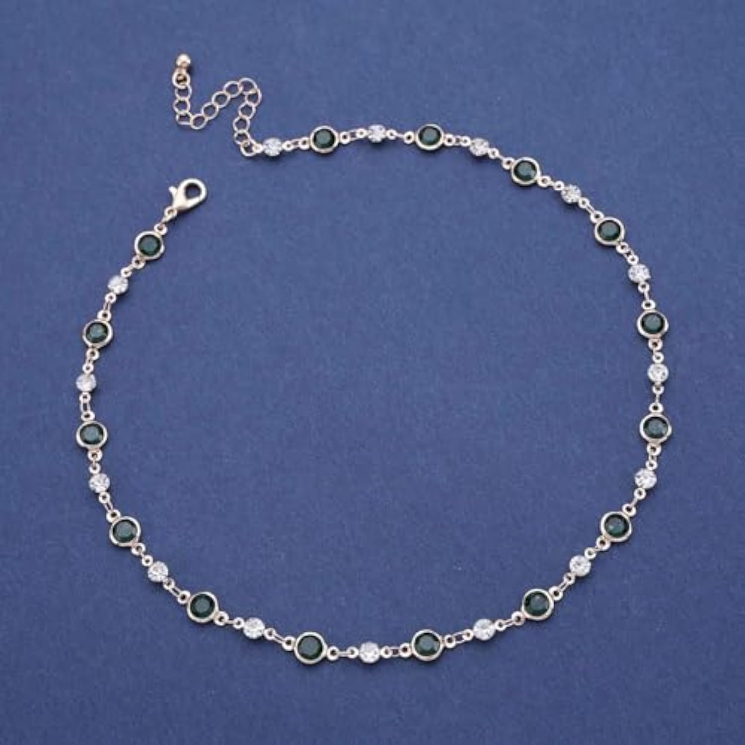 ZHJH Chain Women's Necklace Inlaid With Diamonds Bohemian Green Crystal Necklace Emerald Necklace Exquisite Satellite Necklace Gorgeous Wedding Jewelry Women's Gift Wedding Accessories Dress