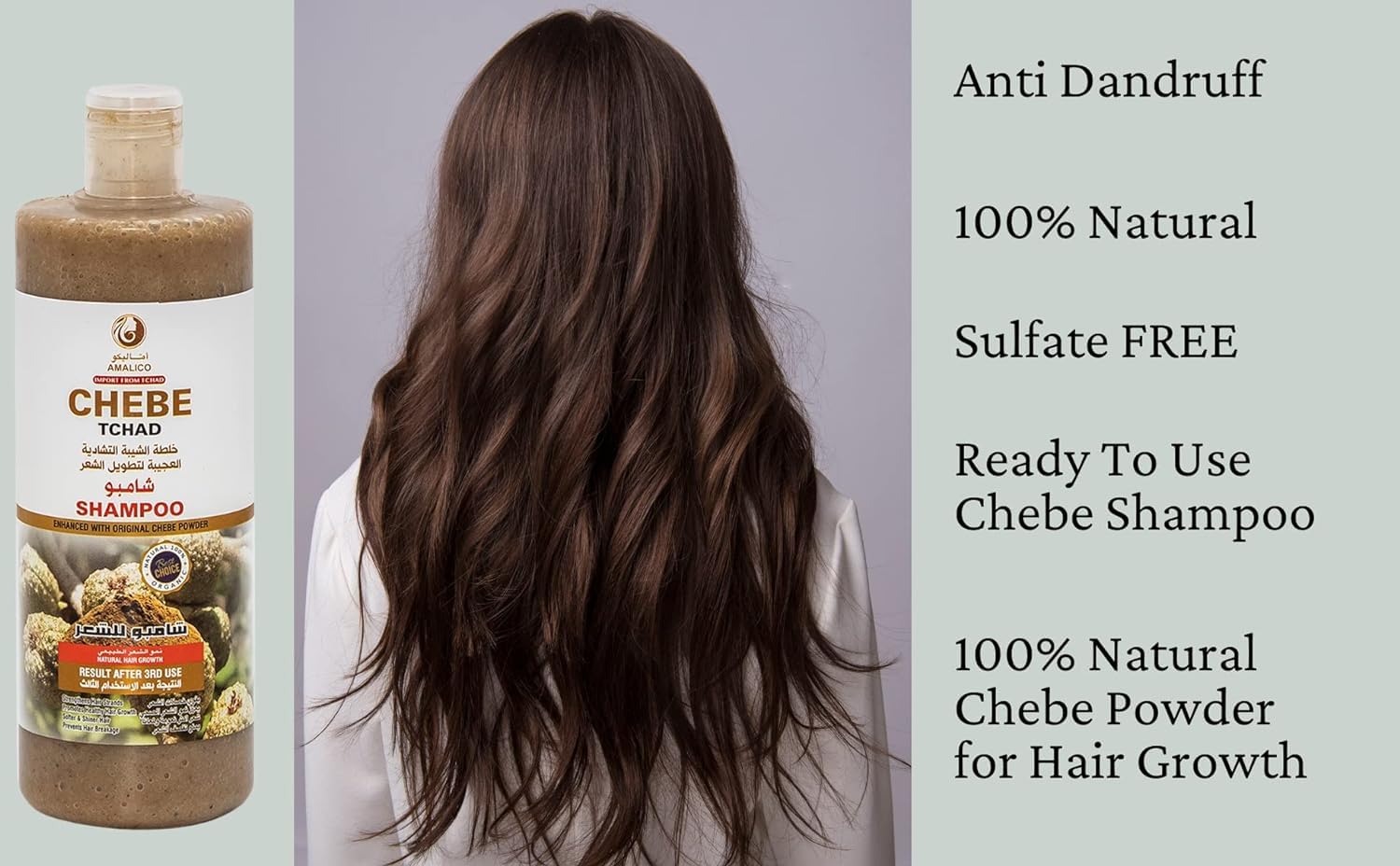 AMALICO Chebe Shampoo for Hair Growth - 100% Natural African Chebe Powder for Hair Growth Anti Dandruff Sulfate Free Shampoo16.9 Ounce Hair Shampoo for Hair Growth Soften