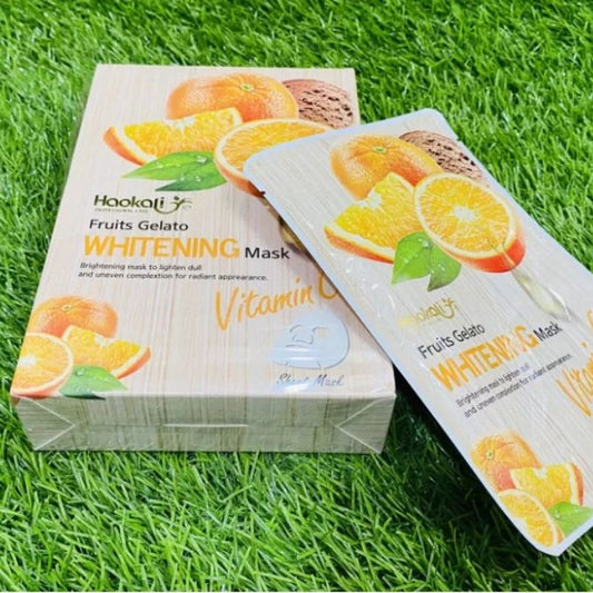 10Pcs Haokali Vitamin C Facial Sheet Mask Fruits Gelato Whitening Brightening Face Masks