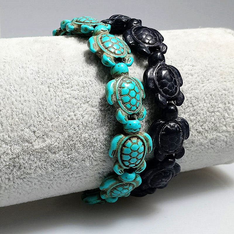 1 Hot Selling Natural Turquoise Cute Turtle Bracelet Pink Black Turquoise Turtle Couple Bracelet for Men and Women Valentine's Day Gift Wedding Anniversary Gift