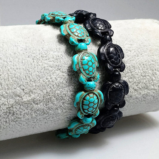 1 Hot Selling Natural Turquoise Cute Turtle Bracelet Pink Black Turquoise Turtle Couple Bracelet for Men and Women Valentine's Day Gift Wedding Anniversary Gift