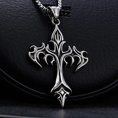 Stainless Steel Necklace Flame Vintage Men'S Pendant Necklace Accessories Alloy Personality Cross
