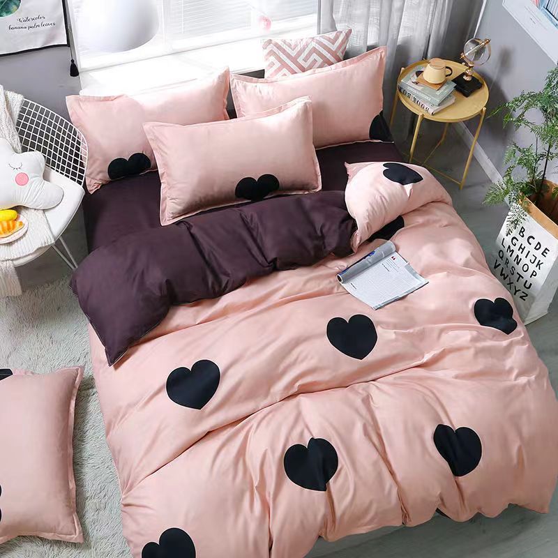 Heart Printing 4in1 Bedding sets & accessories Duvet Cover （1 quilt cover +1 bed sheet +2 Pillowcase ）without duvet And Pillow insert