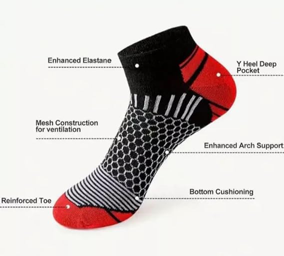 6 Pack Men's Ankle Socks, Cushion Running Athletic Socks, Breathable Sports Low Cut Socks