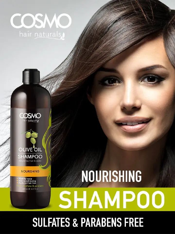 Cosmo Nourishing Olive Oil Shampoo - 480 ML - Hair Care Enriched With Olive Oil That Effectively Nourishes and Conditions Your Hair and Scalp Hair Care Shampoo