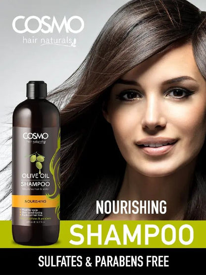 Cosmo Nourishing Olive Oil Shampoo - 480 ML - Hair Care Enriched With Olive Oil That Effectively Nourishes and Conditions Your Hair and Scalp Hair Care Shampoo