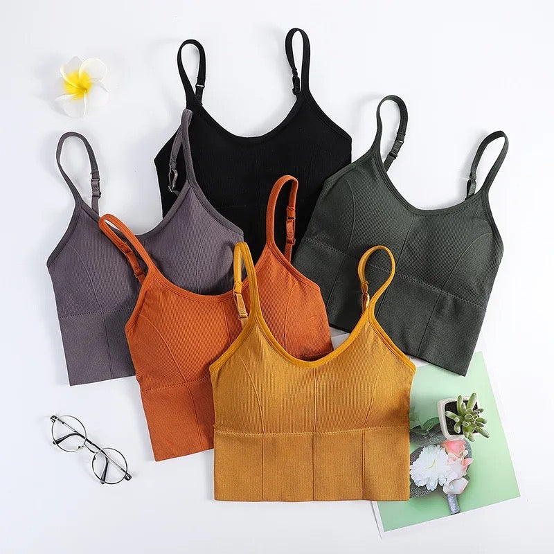 Women Wireless Bra Women Sling Solid Vest With Pad Girls Tube Top U Type Back Seamless Tank Crop Top With Removable Padded Wirefree