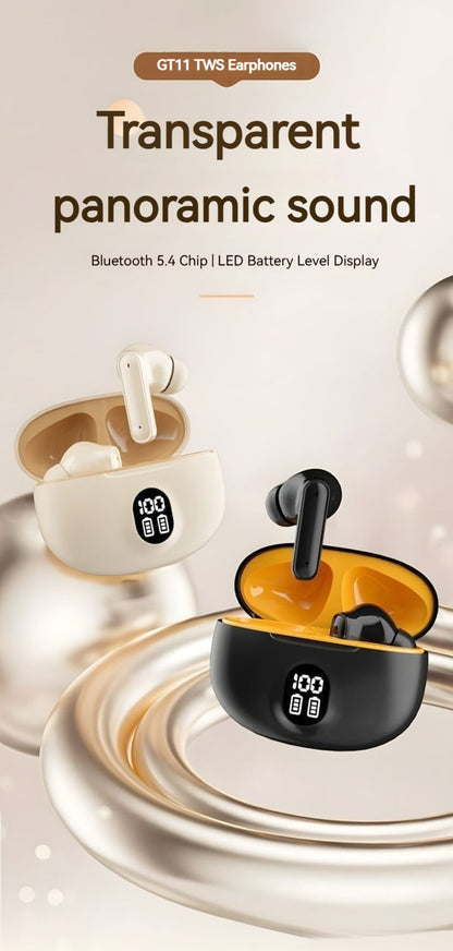 RichRipple New GT11 TWS Wireless Earphone Sports Earphods Digital LED Display Stereo Earphones with Mic 5.3 Bluetooth Type-C