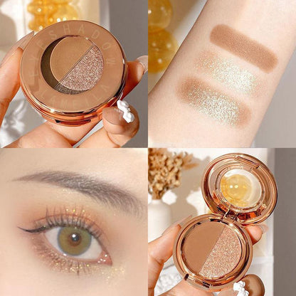 New two-color eyeshadow pumpkin earth color matte gold flash eyeshadow tray students waterproof niche affordable female