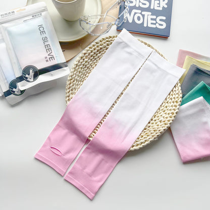 2 pairs Gradient Ice sleeves for summer sun protection, ice silk for UV protection, men's and women's fashion, outdoor driving and cycling sports Two pairs in one combination