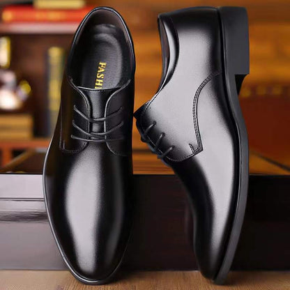 ASSKLO business formal leather shoes Official Shoes for men fashionable and elegant Rubber outsole with raised pointed toe for men lace up leather shoes for weddings groom's Plain Lace up Derby