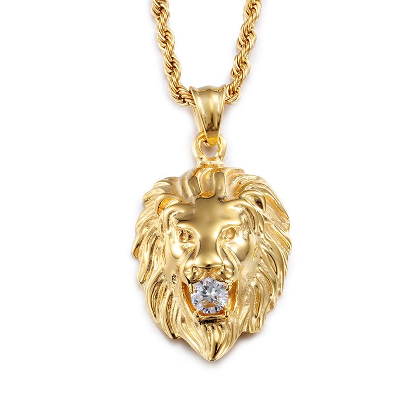 New Fashion Diamond-Encrusted Lion Head Men'S Pendant Cool Men'S Fashion Jewelry Personalized Gift