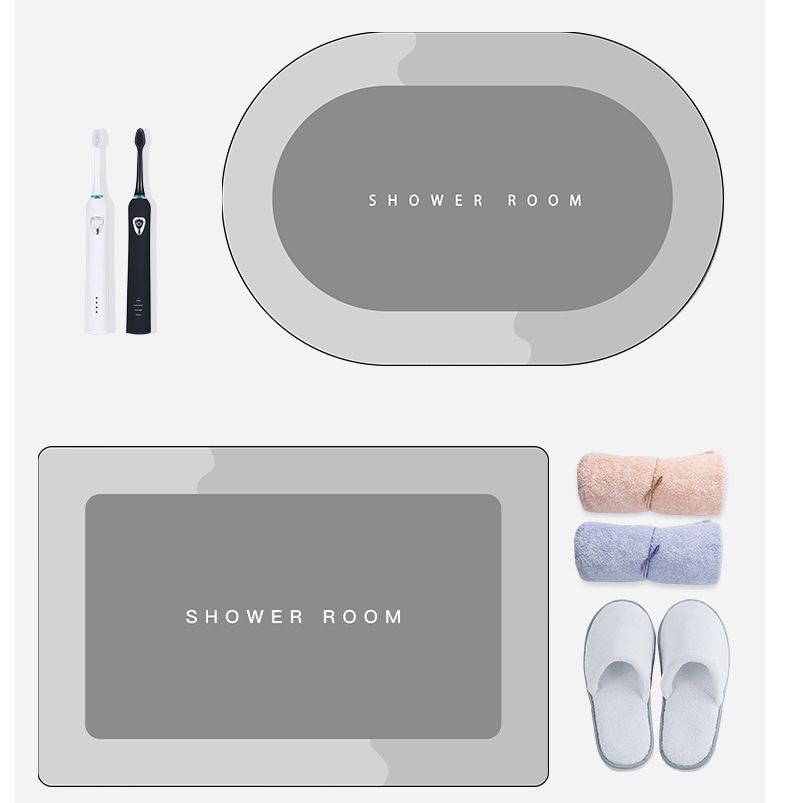 2PCSBathroom non slip floor mat, entrance foyer absorbent floor mat, cross-border household bathroom printed foot mat